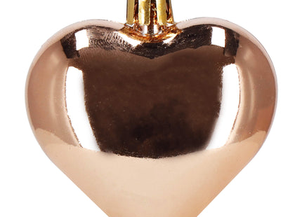 Kerstballen | Rose Goud | Hartjes | 8 Stuks | 7 Cm