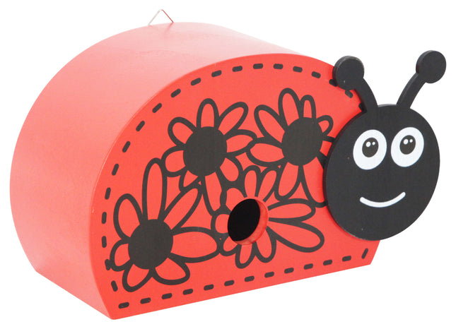 Vogelhuis - Vogelvoederplek - Staand - Lieveheersbeestje - Zwart/Rood - 24 x 11 x 17,5 cm