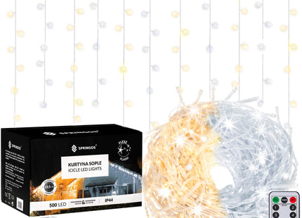 IJspegel Verlichting | 20 m + 2.5 m Snoer | 300 LED | Warm Wit | Koel Wit| Koppelbaar | Flits