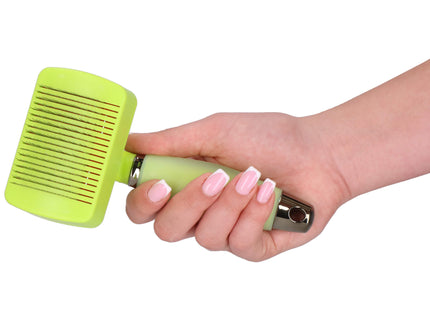 Slicker | Zelfreinigende | Hondenborstel | Kattenborstel | RVS | Groen