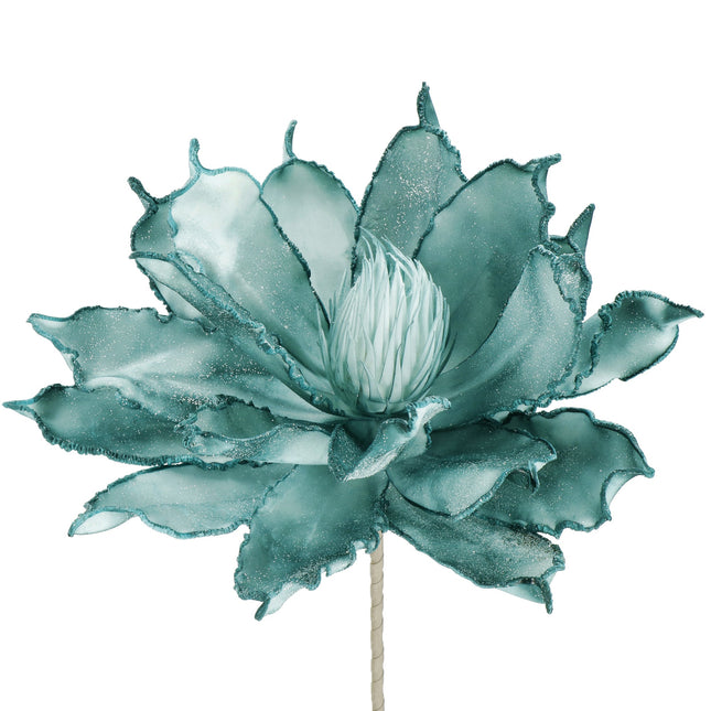 Kunstbloem - Kunstlotus - Kunststof - Turquoise- Glitters