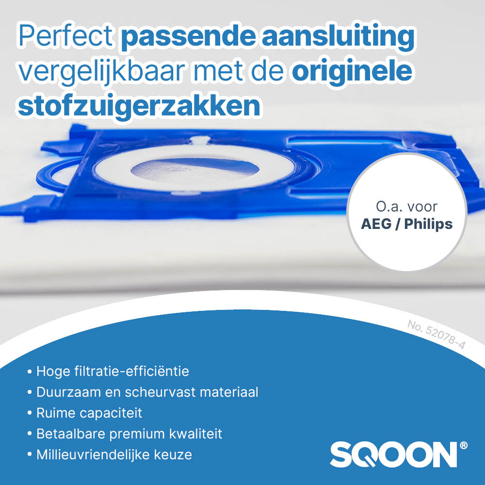 SQOON® Stofzuigerzakken geschikt voor AEG / Electrolux / Philips Standard-BAG