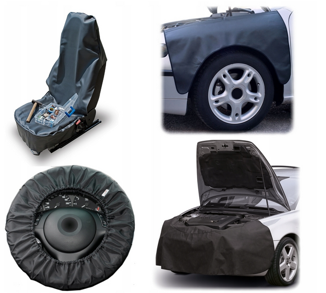 Monteurset - Beschermingset - Stoelhoes - Stuurhoes - Spatbordhoes - Voorbumperbeschermer  Autohoes - Gereedschap - Monteur - Garage - 4 Delig