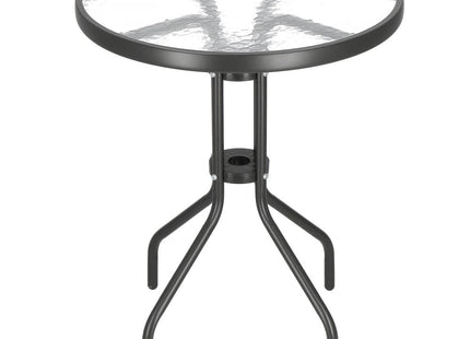 Tuintafel | 60 cm | Buitentafel | Bijzettafel Buiten | Metaal | Gehard Glas | Rond | Grafiet