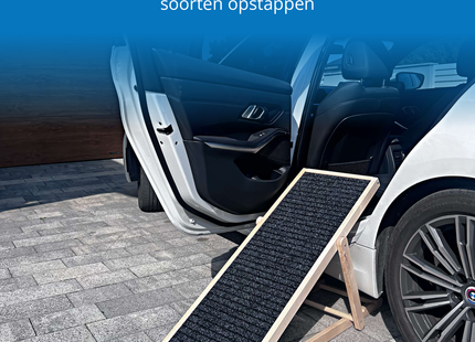 Hondentrap - Hondenloopplank - Instelbaar - Voor Grote en Kleine Honden - Zwart/Hout - 78 Cm