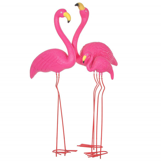 Flamingo | Tuinsteker | 70 cm | Set Van 3 | Roze