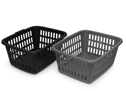 Wasmand – Wasmanden – Set van 2 – 35 Liter – Zwart en Grijs