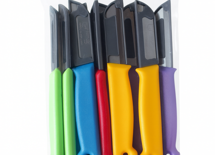 Set van 10 Schilmesjes – Vlijmscherp RVS – Diverse Kleuren - Aardappelmesjes - Met Blade Cover