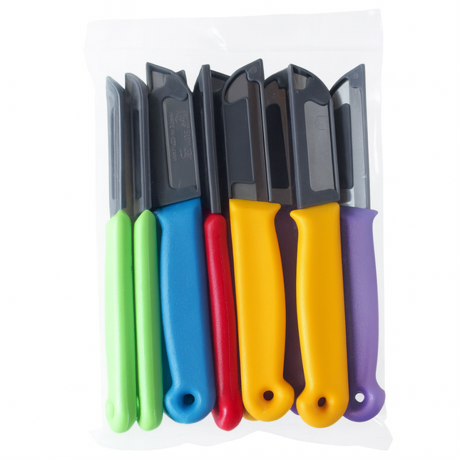 Set van 10 Schilmesjes – Vlijmscherp RVS – Diverse Kleuren - Aardappelmesjes - Met Blade Cover