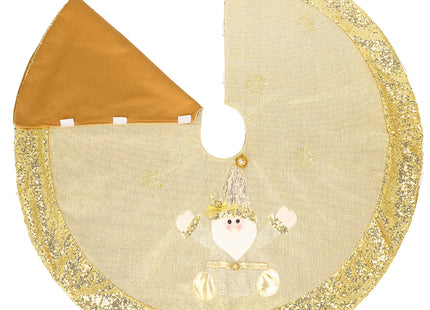 Kerstboomrok - Kerstboomkleed - Onderlegger - Kerstman - Goud - 106 cm