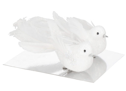 Kersthanger | Duif | Kerstboomhanger | Wit | Glitters | 2 Stuks