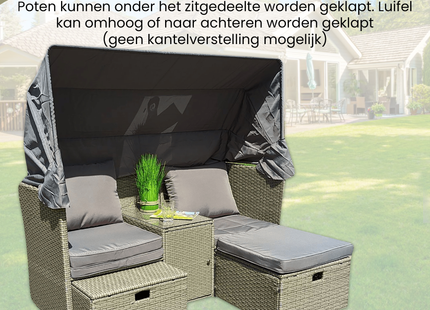 Loungesets - Sun Lounge  -  Tuinlounge - Zonne - Eiland -  Strandlounge -  Fauteuil Set - Strandbed  - Staal - Rotan - Grijs - 170x75/139x170 cm