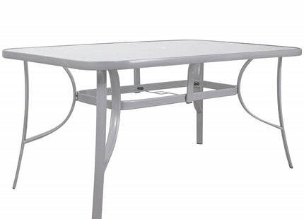 Tuintafel | 150 x 90 x 71 cm | Buitentafel | Eettafel Buiten | Metaal | Gehard Glas | Grijs