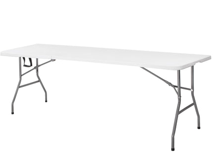 Klaptafel | Vouwtafel | Kampeertafel | Inklapbaar | Draagbaar | 240 x 75 cm | Wit