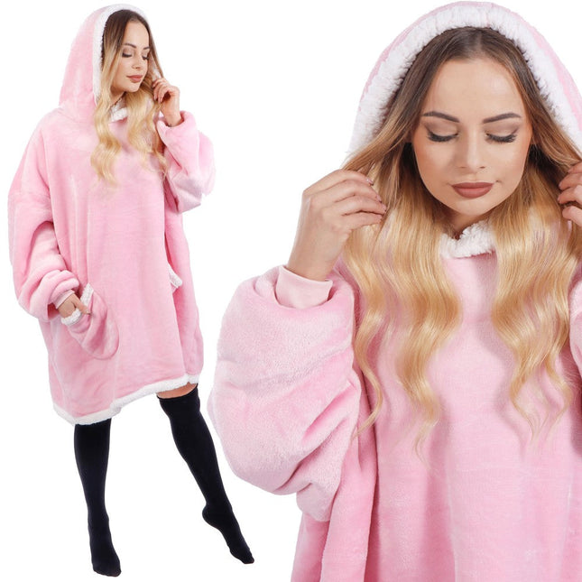Hoodie Deken | Deken Met Mouwen | One Size | Roze