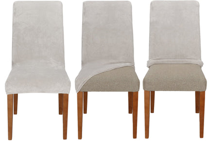 Velvet Stoelhoes - Voor Eetkamerstoelen - Met Stretch - Grijs
