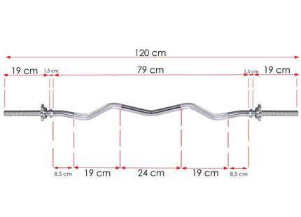 Halterstang | Barbell | Chroomstaal | 120 cm | 25 mm