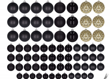 Kerstballen | 100 Stuks | Zwart Tinten/Goud