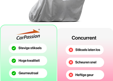 CarPassion  Motorhoes - Beschermhoes - Waterdicht & Vorstbestendig - Maat M - Grijs - 225 x 104 x 123 cm