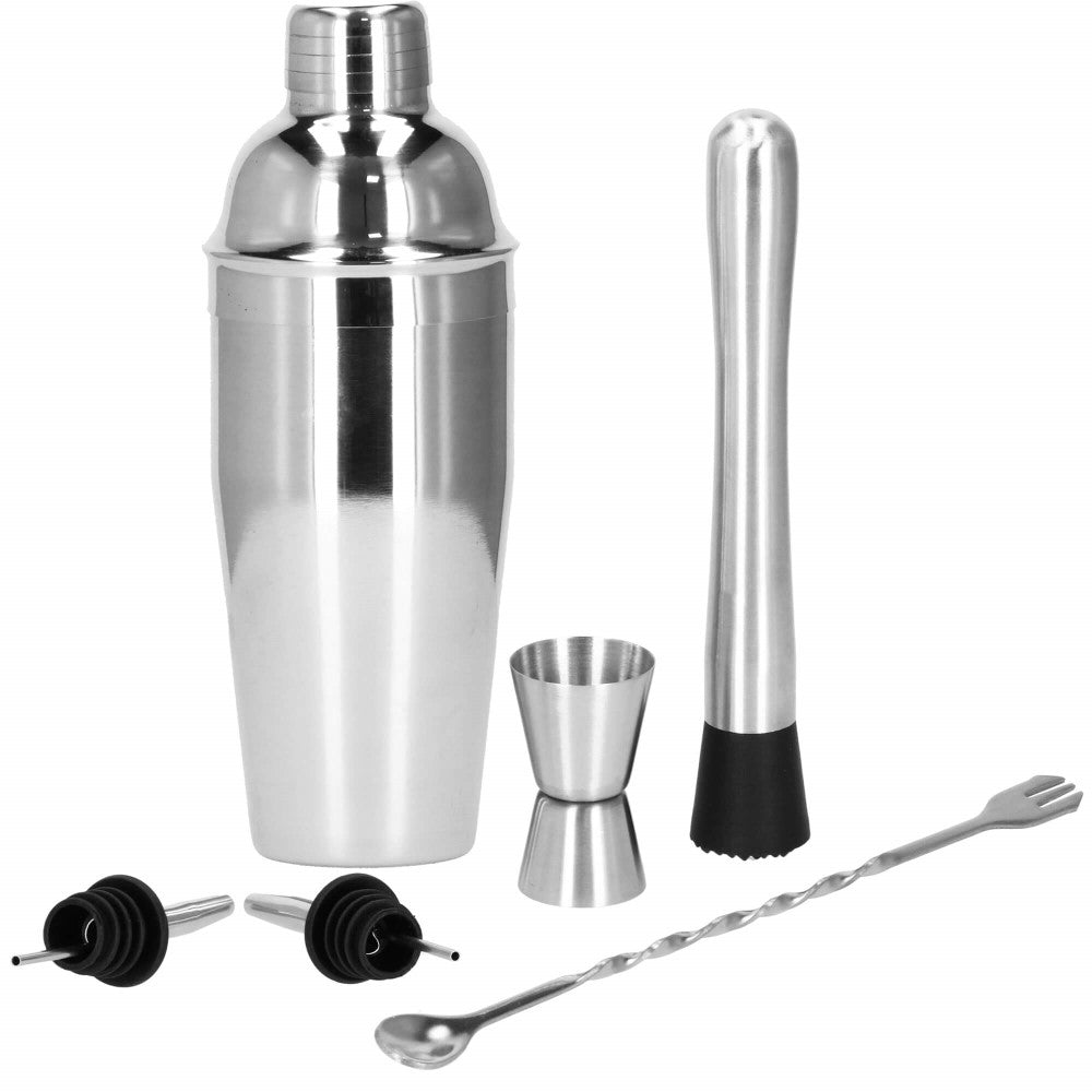 Cocktail Set | 6-Delige Cocktail Shaker Set | Cocktailset | Bartender set | RVS | Zilverkleurig