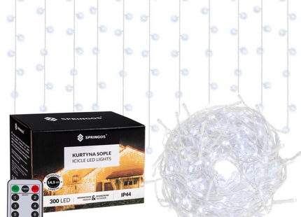IJspegel Verlichting | 12 m + 2.5 m Snoer | 300 LED | Koel Wit | Koppelbaar | Inclusief Afstandsbediening