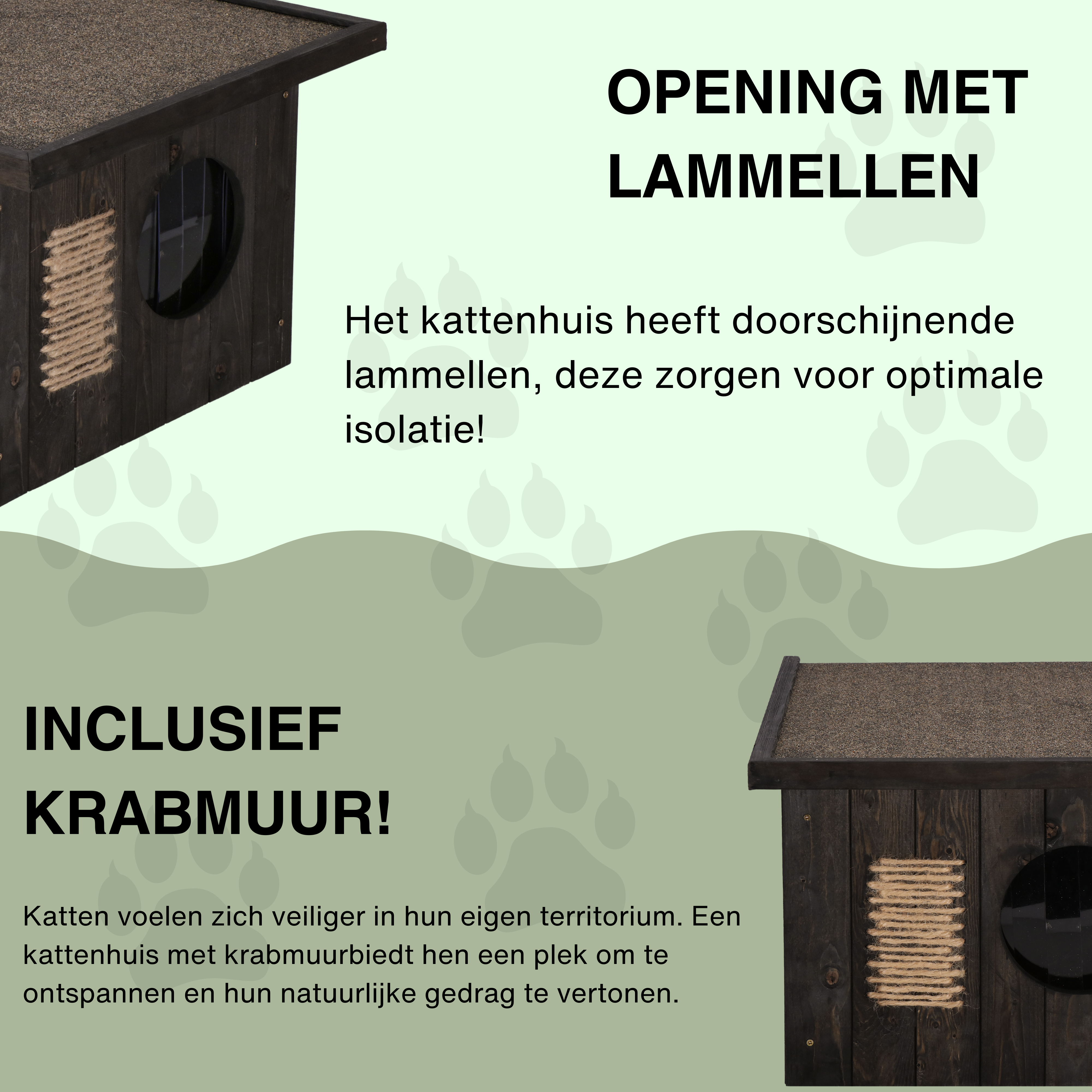 Kattenhuis - Geïsoleerd - Voor Buiten - Weersbestendig - 58 X 49,5 X 36 CM - Zwart