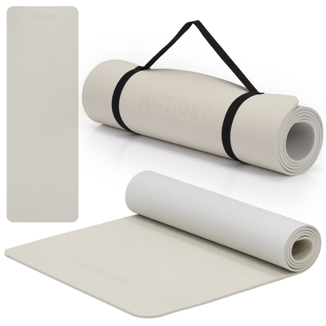Actiget® Yogamat - Extra Dik - Inclusief Draagriem - 183 x 61 x 0.6 CM - Beige - TPE
