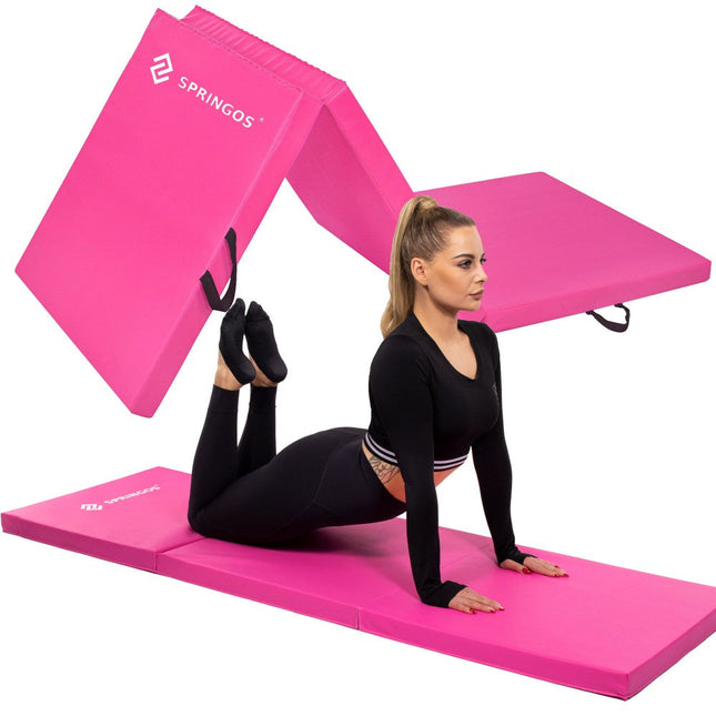 Fitnessmat | 3 Delig | 180 x 60 x 5.5 cm | Roze