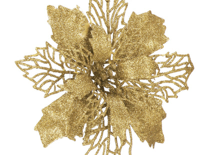 Kunstbloem - Ster van Bethlehem - Goud - Glitters