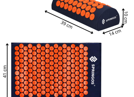 Acupressuurmat - Lichaamsstimulator - Ontspanningsmassageapparaat - Kussen - 65x41 cm - Blauw/Oranje