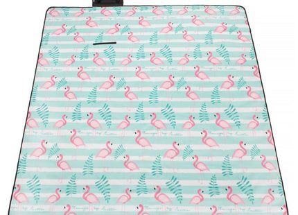 Picknickkleed | Picknickdeken | Buitenkleed | Picknick | 200 x 200 cm | Mint Gestreept Met Flamingo's