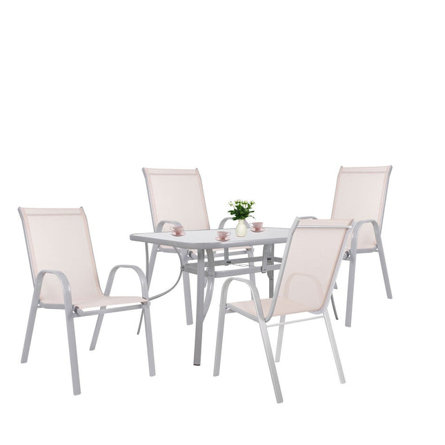 Tuinset | Tuinset 4 Persoons | Tuinsets | Tuintafel & Tuinstoelen | 4 Personen | Grijs/Beige