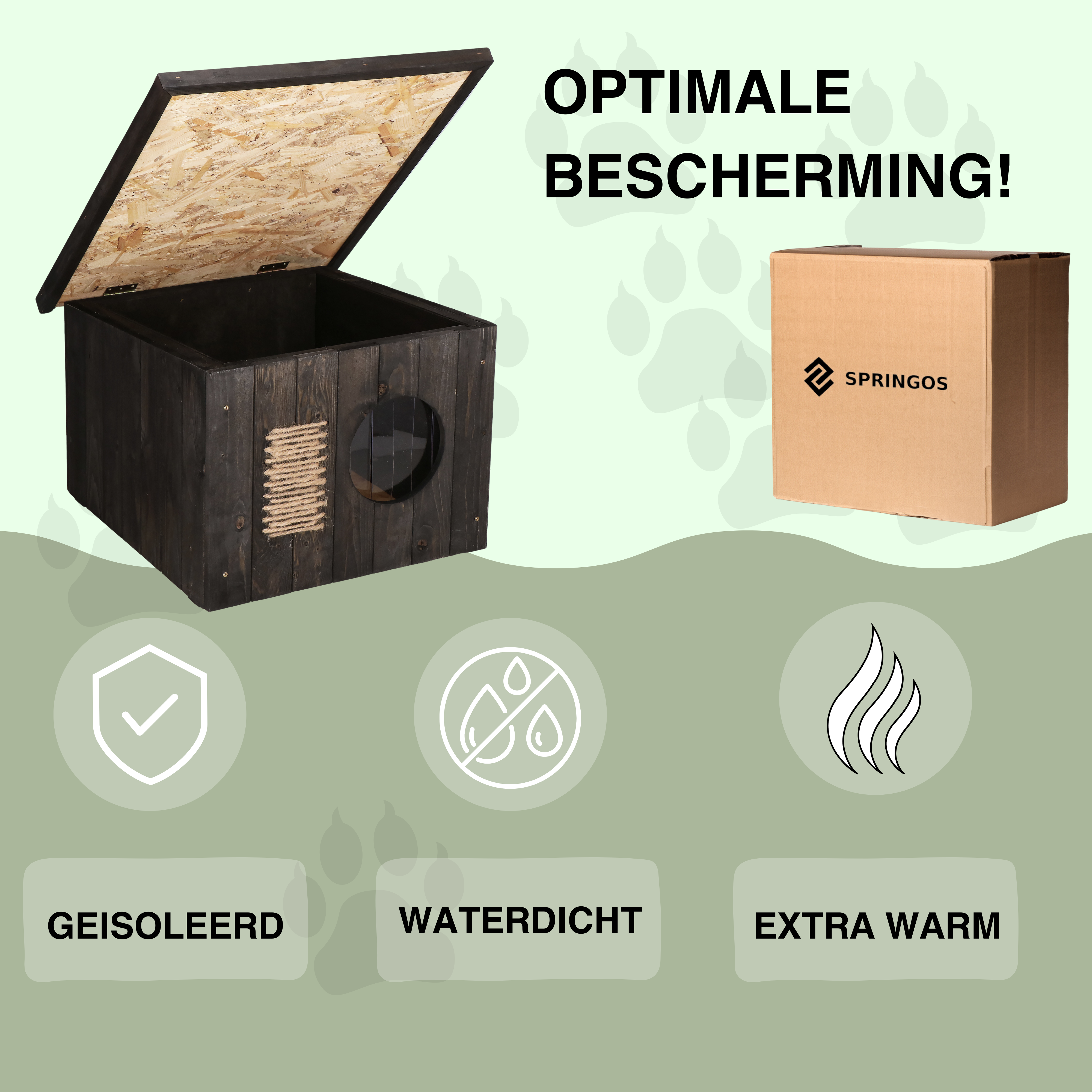 Kattenhuis - Geïsoleerd - Voor Buiten - Weersbestendig - 58 X 49,5 X 36 CM - Zwart