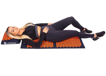 Acupressuurmat - Spijkermat - Lichaamsstimulator - Ontspanning- Massage - Oranje/Zwart