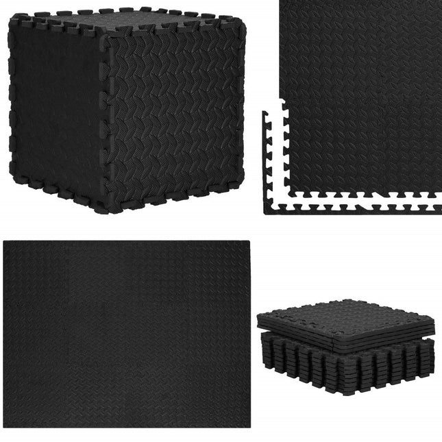 Speelmat | Speelmat Foam | Puzzelmat | 12 Puzzelstukken | 90 x 118 cm | Zwart