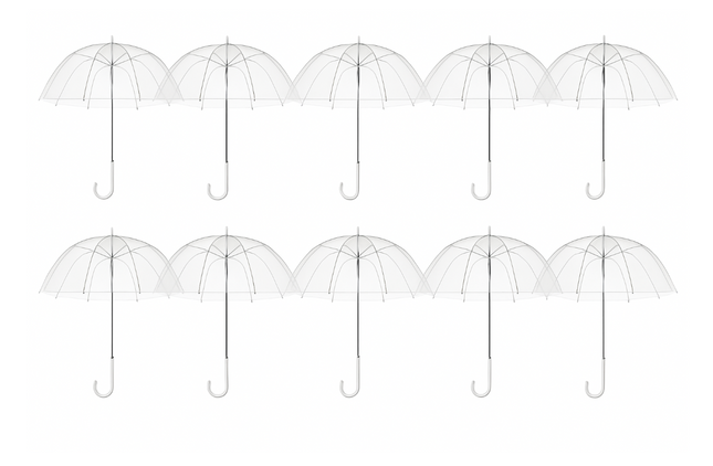 Transparante Paraplu - Doorzichtig - Voor Volwassenen - Ø 94 cm - 10 stuks