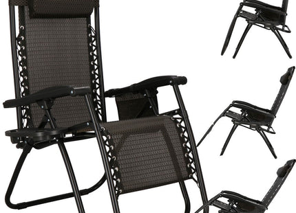 Tuinstoelen | Ligstoel | Opvouwbaar | Verstelbaar | Ergonomische Hoofdsteun | 2 Stuks | Bruin/Zwart