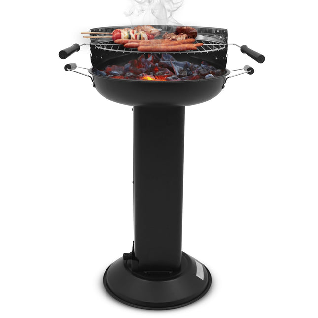 Houtskool barbecue - Zuil barbecue - BBQ - Asopvangbak - Schuifregelaar - RVS -- Zilver