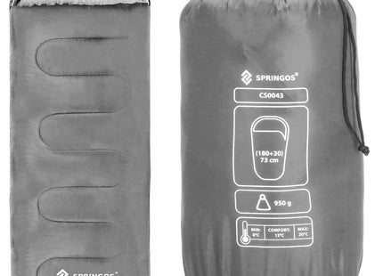 Slaapzak Kamperen - 210 x 73 cm - Dekenmodel - Inc. Draagtas - 8 t/m 20°C - Grijs