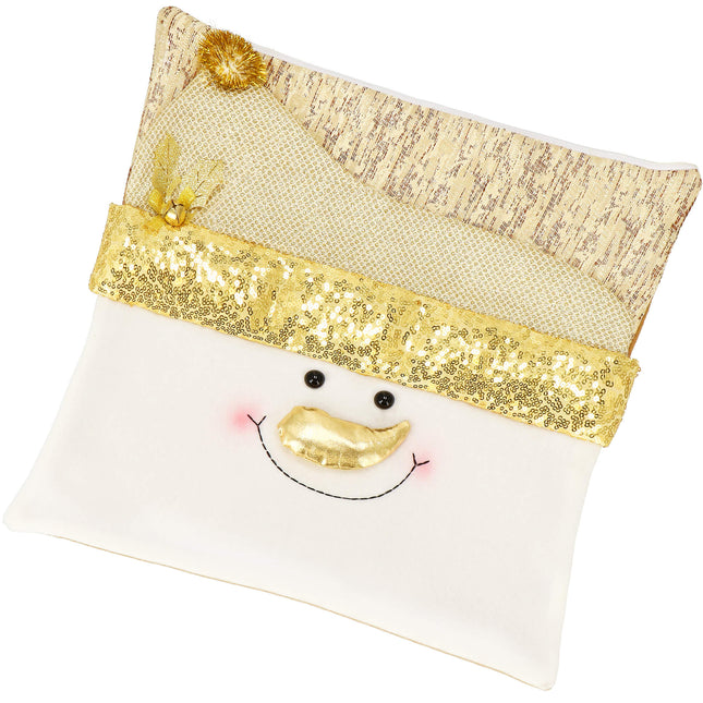 Sierkussenhoes | Kussenhoes | Kussensloop | Woonaccessoires | Kerstman | Goud | 40 x 40 cm | 1 Stuk |