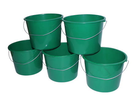 Emmers - Huishoudemmers - 10 liter - Set van 5 stuks - 8 Kleuren - Met handvat