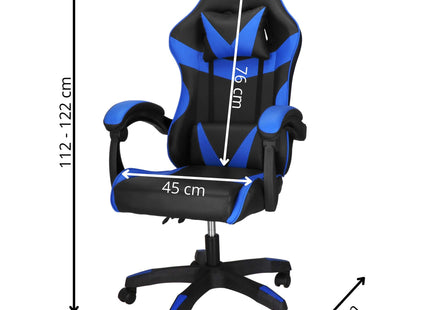 Gamestoel - Ergonomische Bureaustoel -  Verstelbaar - Blauw/Zwart