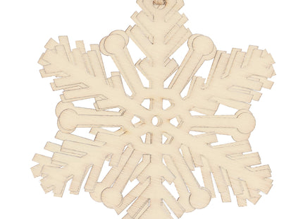 Kerstversiering | Kerstdecoratie voor binnen | Kersthanger | Sneeuwvlok | Hout | 6 Stuks | 7 cm