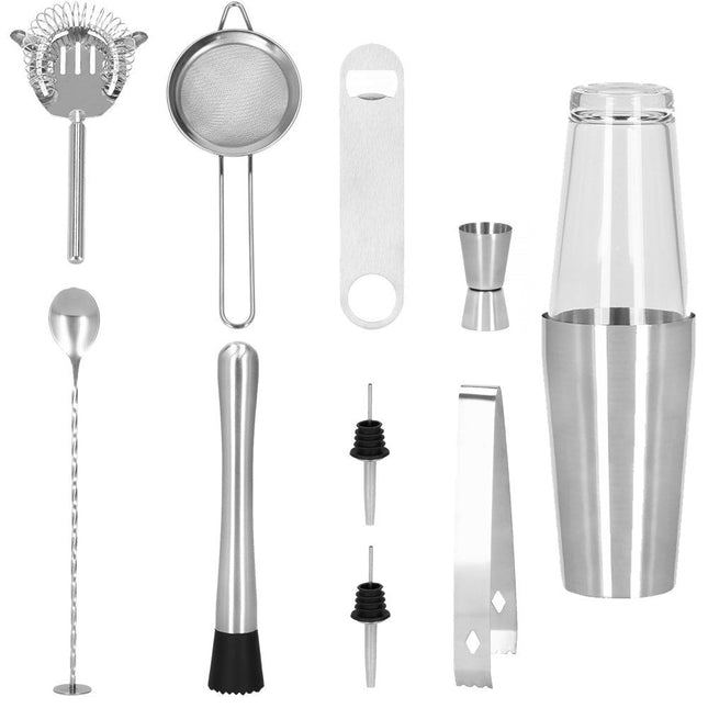 Cocktail Set | 11-Delige Cocktail Shaker Set | RVS | Zilverkleurig
