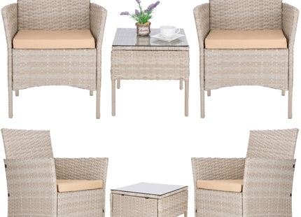 Tuinset - 2 Delig - Stoelen - Tafel - Rotan - Beige