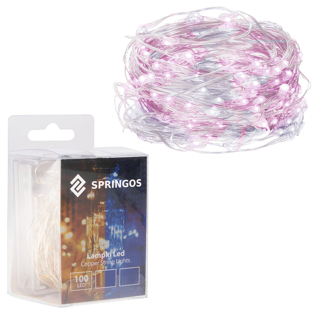 Draadverlichting Kerstboomverlichting - 100 LED - Microdraden - 9.9 M - Koel Wit/ Roze