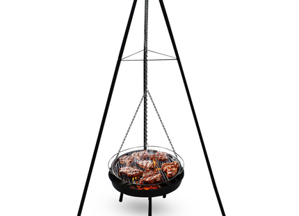 Muntel® BBQ Tripod - Driepoot -Inclusief Pot - Inclusief Rooster - Inclusief Vis Rookplankjes - Inclusief Vuurschaal - 160 x 50 cm