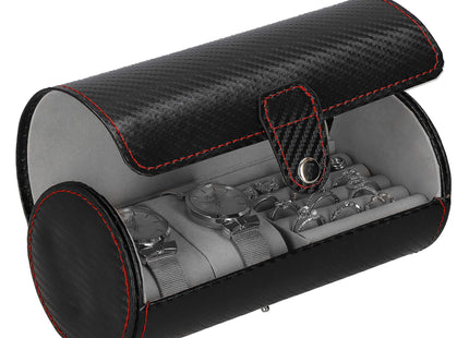 Horlogedoos - Horlogebox - Sieraden - Carbon -  Zwart  - 2 Horloges