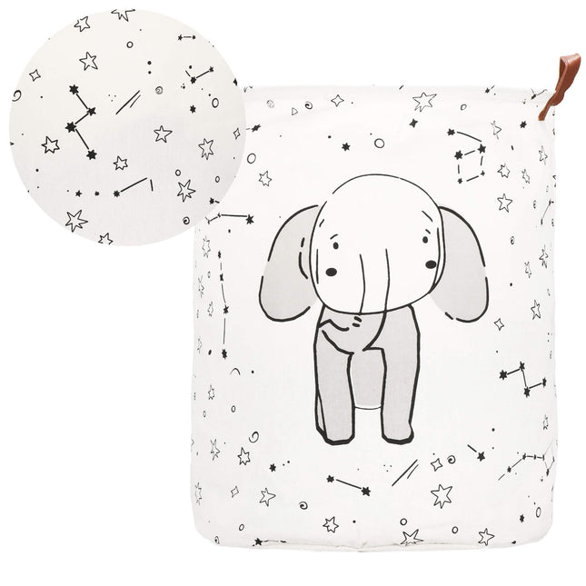 Opbergmand - Speelgoedmand - Kledingmand - Organizer - Handvatten - Olifant -Zwart - Wit - Grijs