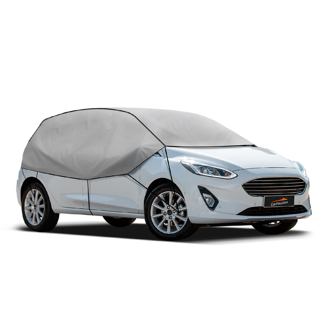 CarPassion Autohoes - Half Cover - Beschermhoes - Waterdicht &amp; Vorstbestendig - Maat S/M - Grijs - 275 x 70 cm